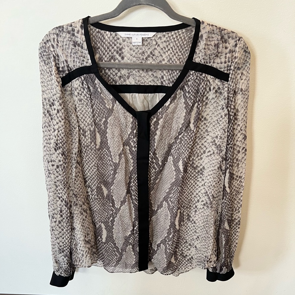 DVF Lane Chiffon Silk Top in Python